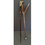 Vintage Retro Shooting Stick & Dog Head Walking Stick