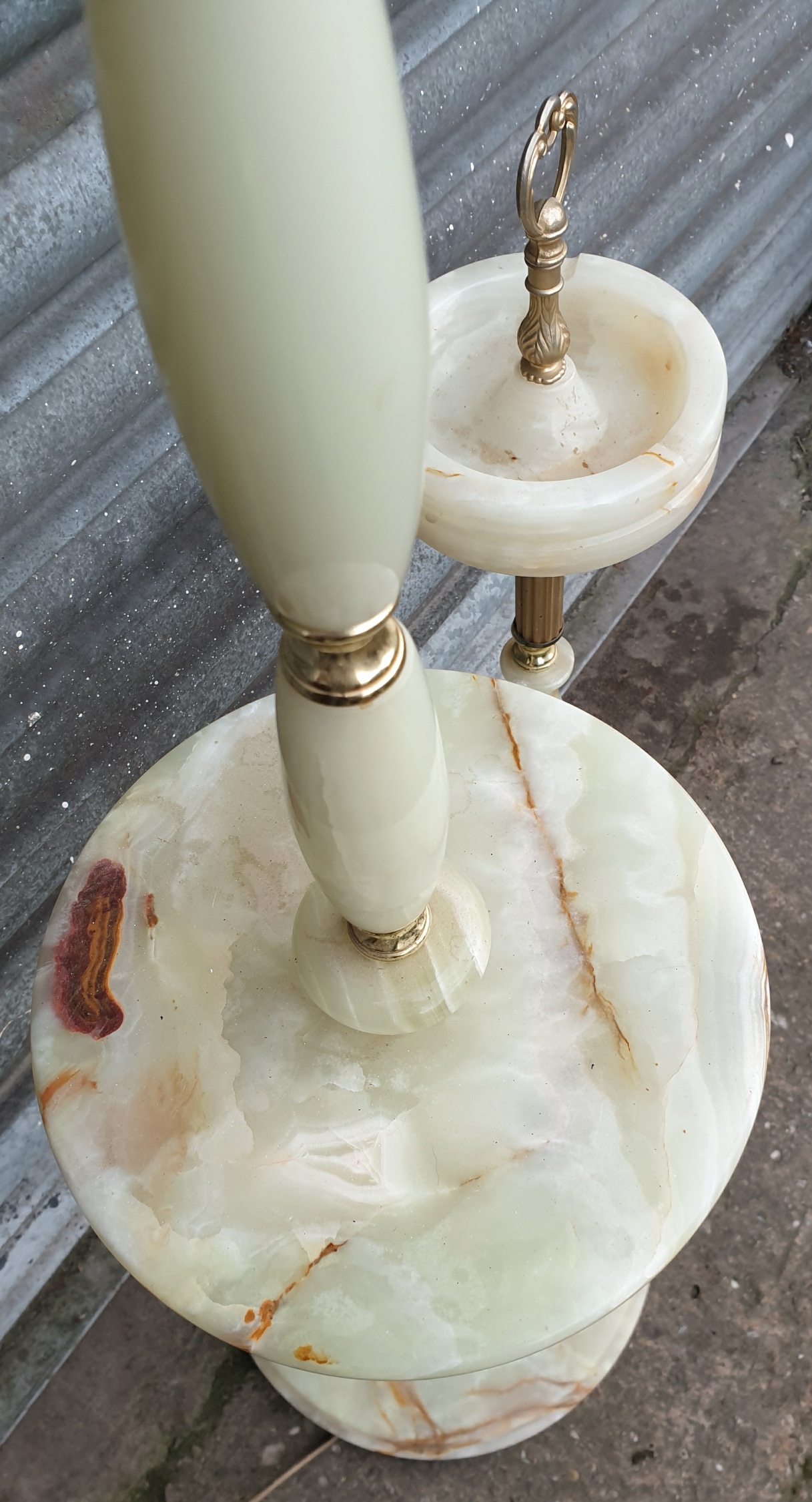 Vintage Onyx Standard Lamp & Ashtray on Stand. - Image 2 of 3