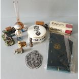 Vintage Retro Parcel of Trinkets Includes Royal Marine Association Tie Wade Figures Glass Ware etc