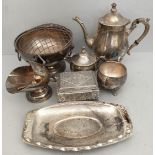 Antique Vintage Parcel of Plated Ware Includes Coffee Pot & Musical Jewellery Box