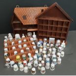 Vintage Collectable Thimbles Parcel of 75 Includes 3 Display Cabinets