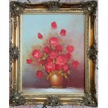 Vintage Oil Painting on Canvas Still Life Framed Signed Robert Cox Lower Right