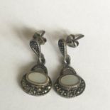 Vintage Silver 925 earrings with marcasite and mother of pearl