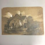 An Antique Sketch of a Mill titled - At Roseley, Derbyshire - Possibly Rowsley