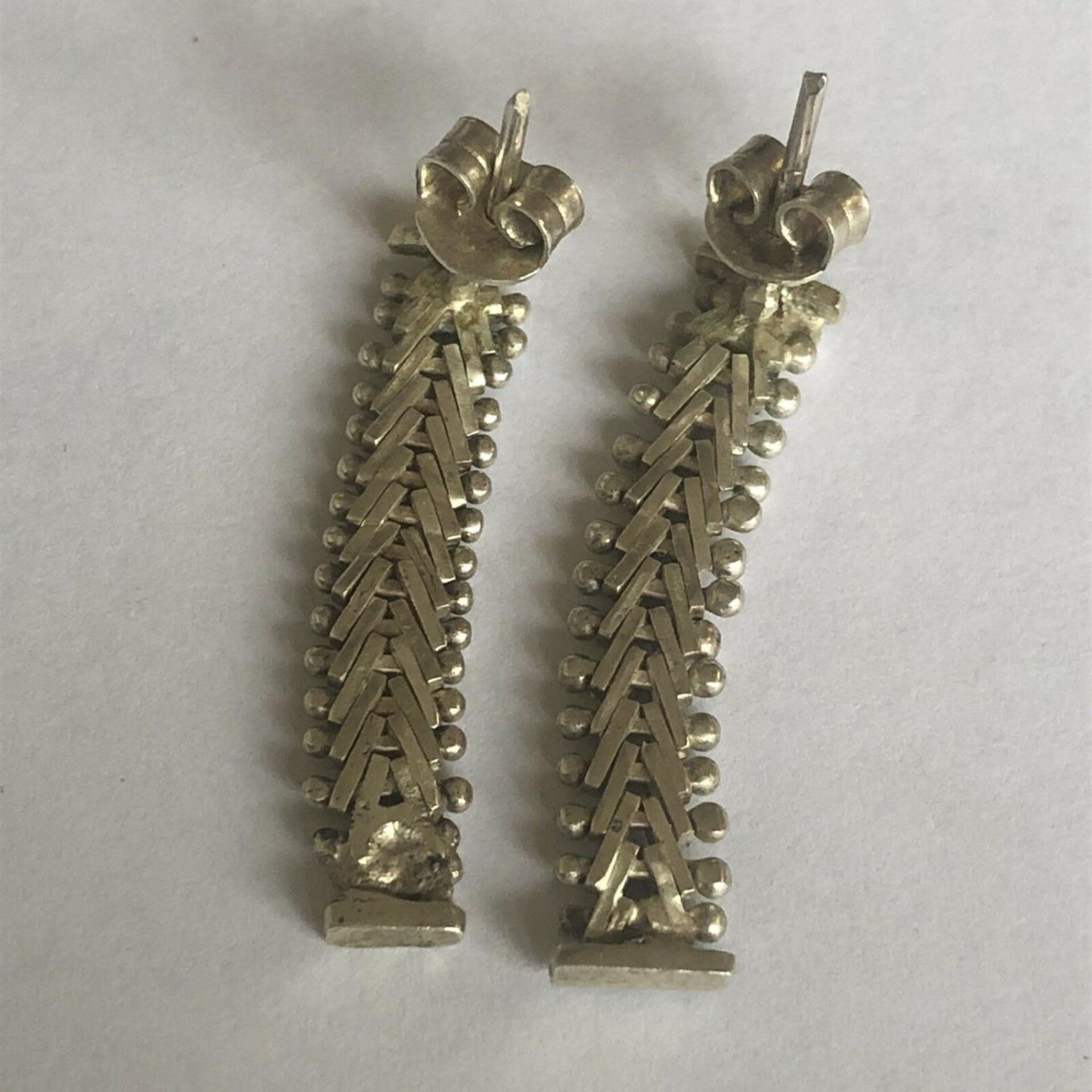 Vintage Modernist Handmade Silver 925 earrings - Image 2 of 3