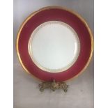 Adderley Ware Ruby Red and Gold Dinner Plate 26cm 1930s X 3Ê