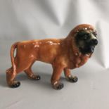 Large Antique Staffordshire Pottery Victorian Fireside or Mantle Standing Lion