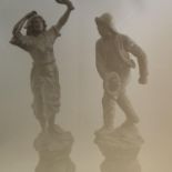 Pair of Bronzed Spelter Figures Male & Female ""Help & The Rescuer"" Sea Interest