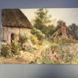 Original Antique Signed SUTTON PALMER Watercolour Country Cottage