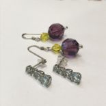 Two pairs of earrings marked 925