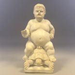 Vintage Italian Statue Figurine - Morgante the Naked Dwarf Man Riding a Tortoise