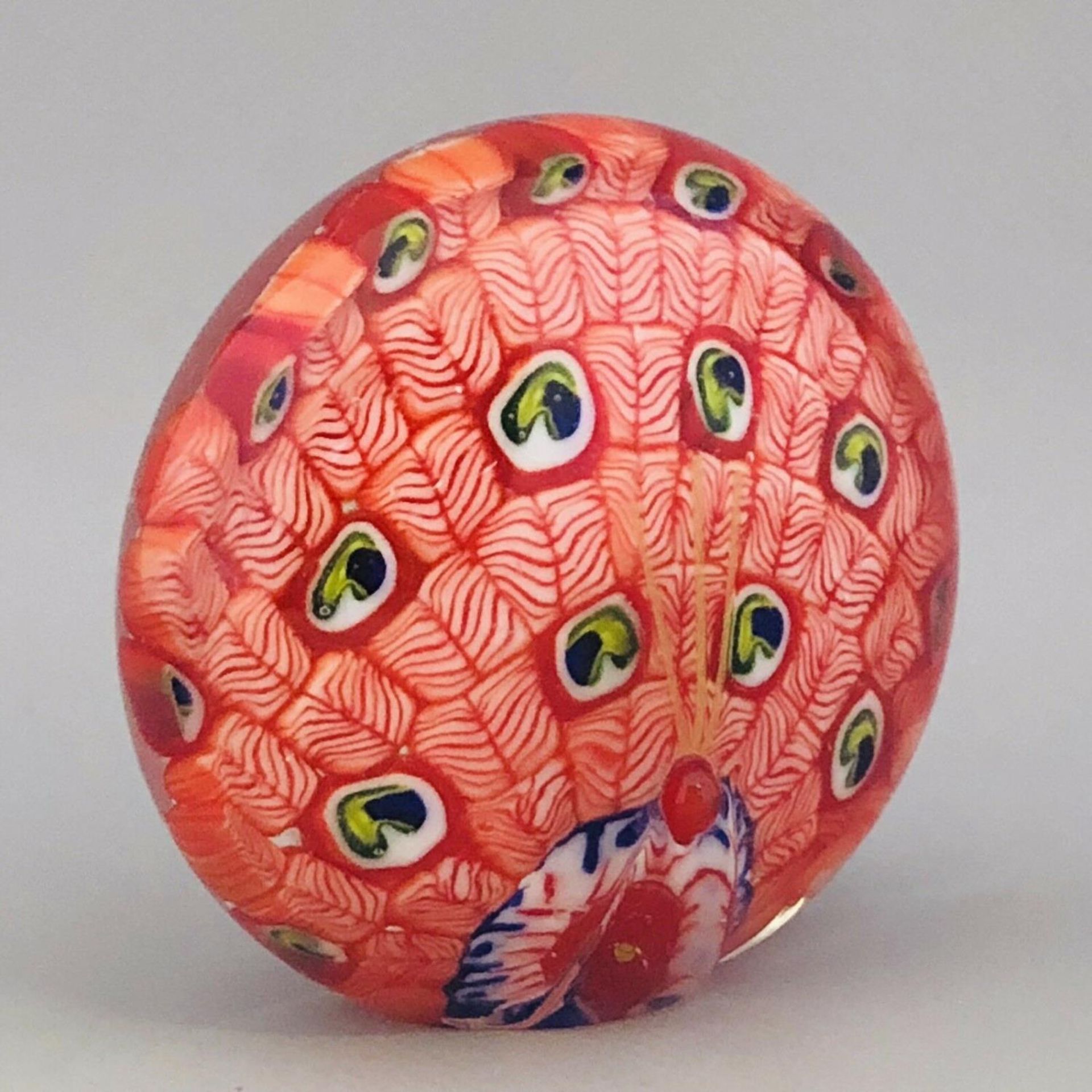 Vintage Chinese Peacock Paperweight - Millefiori Glass