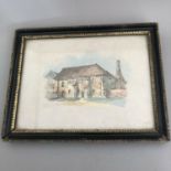Antique/Vintage Watercolour Painting Christ's Hospital Ipswich in Hogarth Frame