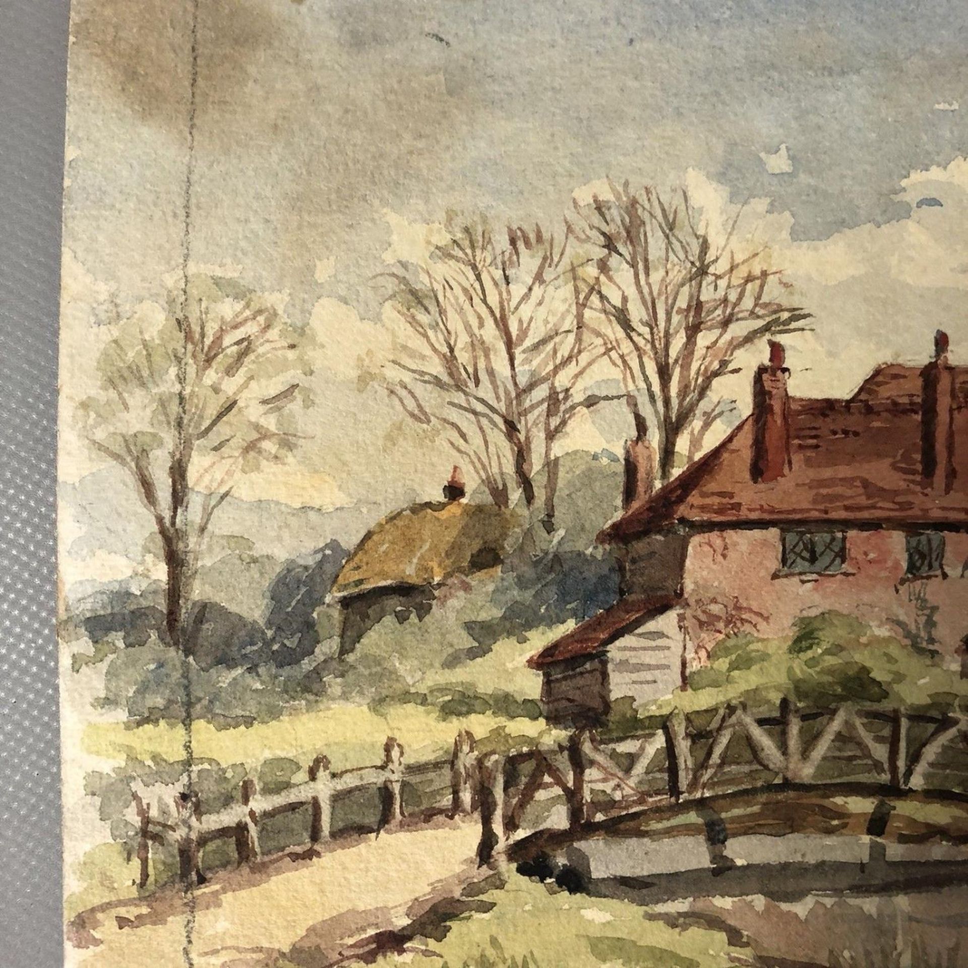 Original Antique Watercolour Painting - The Old Mill near Rainsbury - Landscape - Image 3 of 4