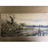 Old Painting signed - Cows and Blackthorn Landscape - Unknown Signature