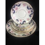 Set antique English porcelain tea saucers side plates pretty hand painted roses