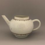 An 18th Century Chinese Bullet Shaped Teapot - Celadon Glaze & Detailed design