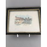 Antique or Vintage Watercolour Painting Grammar School Ipswich in Hogarth Frame