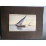 Antique Original Watercolour SOLOMON ABRAHAM Seascape Boats 1913