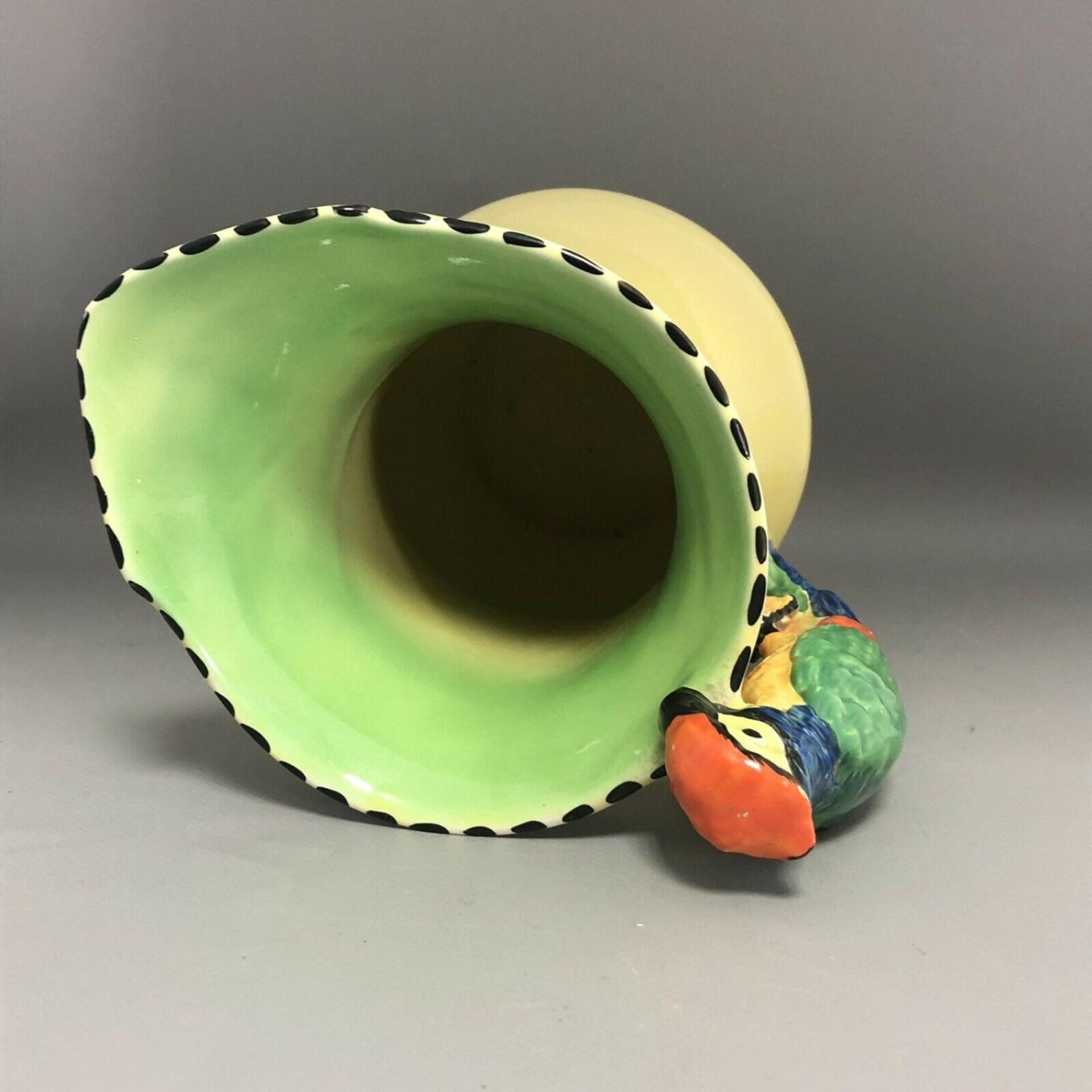 Art Deco Burleigh ware yellow jug Bright Colourful Exotic Tropical parrot handle - Image 6 of 9