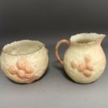 Antique Art Nouveau Locke & Co (Worcester) Blush Ivory Sugar Bowl and Cream Jug