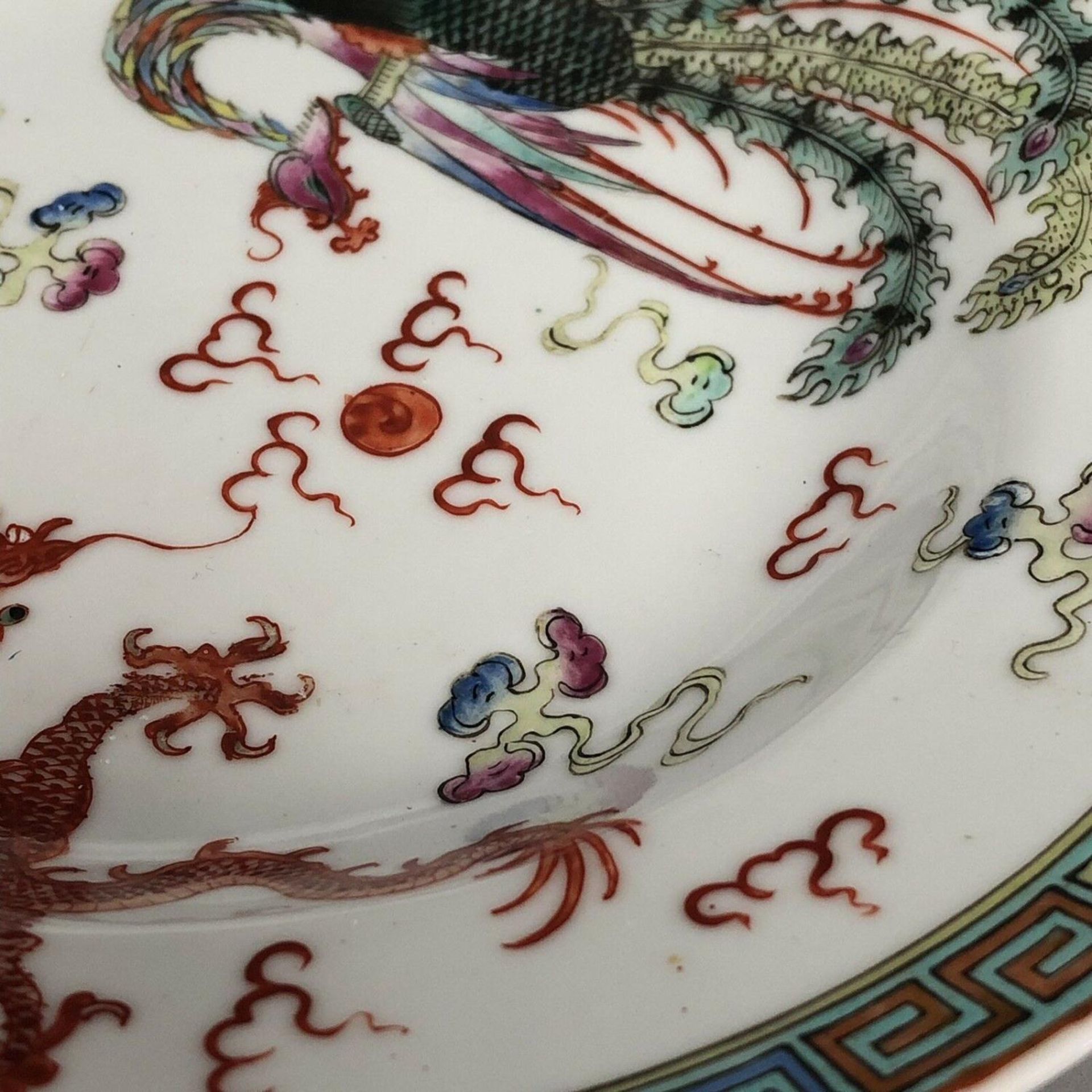 Antique Old Chinese Porcelain Phoenix & Dragon Dish/Plate with Guangxu mark - Image 8 of 10