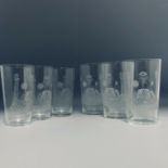 A set of 6 Masons Emblem Engraved Glass Tumblers Glasses - Masonic Interest