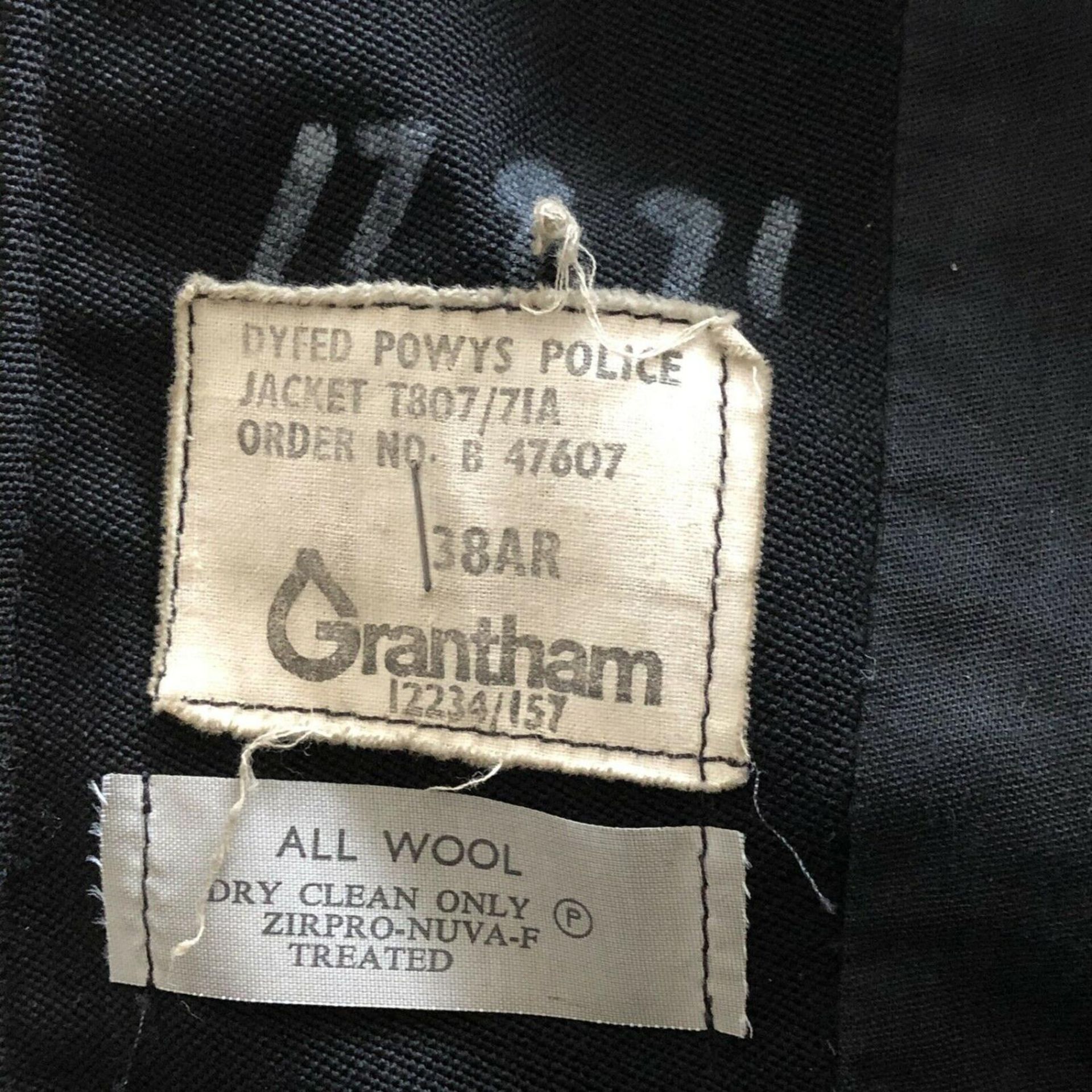 A Vintage Black Police Uniform Jacket with Dyfed Powys Buttons - All Wool label - Image 4 of 4