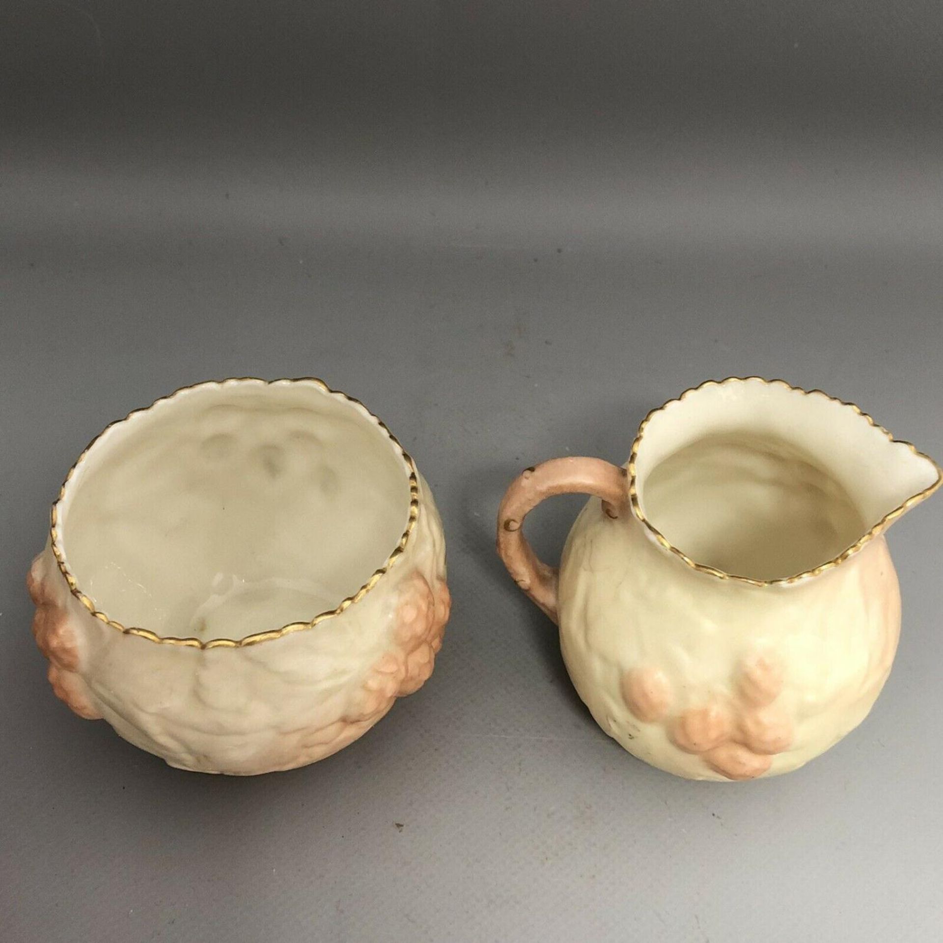 Antique Art Nouveau Locke & Co (Worcester) Blush Ivory Sugar Bowl and Cream Jug - Image 2 of 4