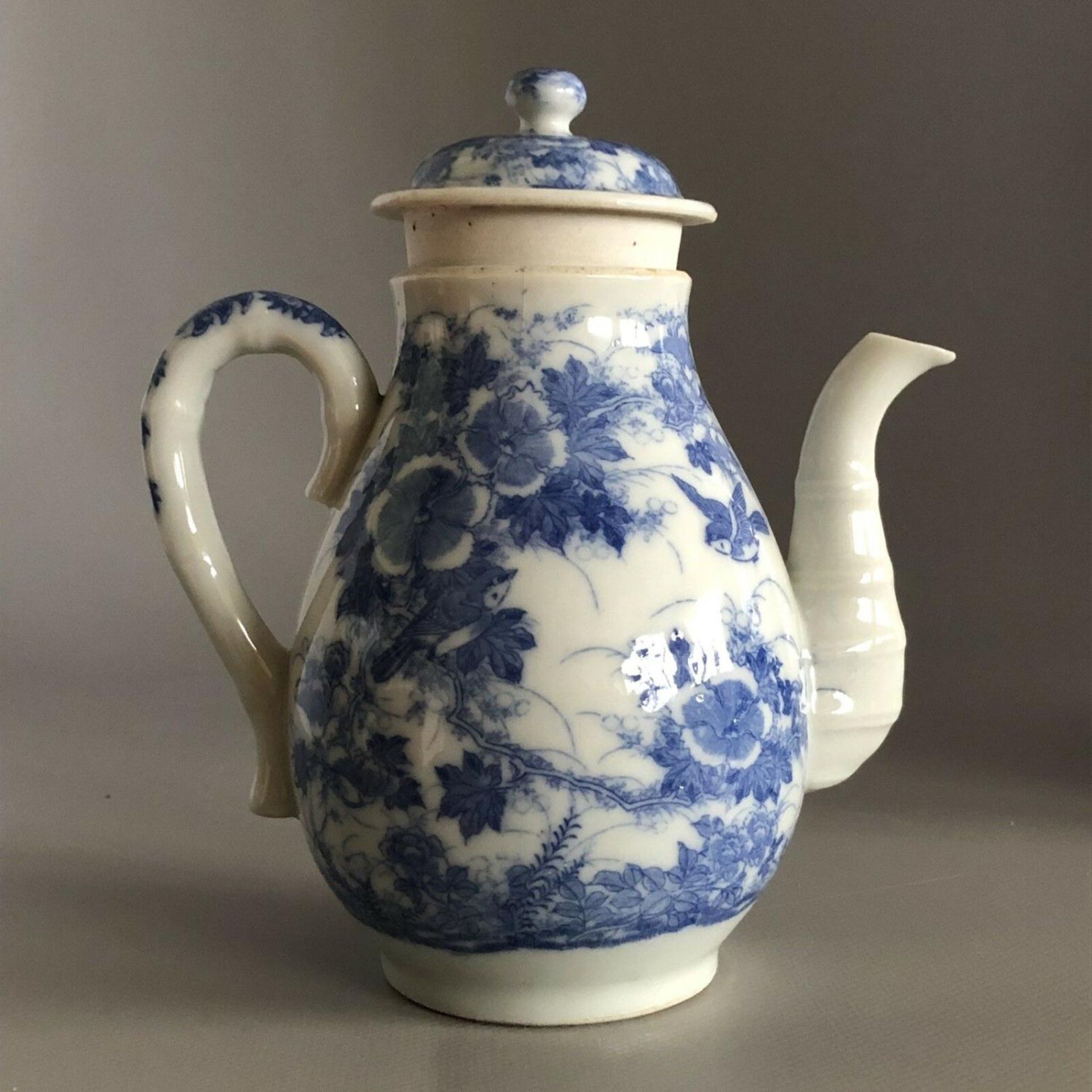Japanese Meiji Seto Ware Blue & White Porcelain Three Piece Bachelor's Tea Set - Image 9 of 11