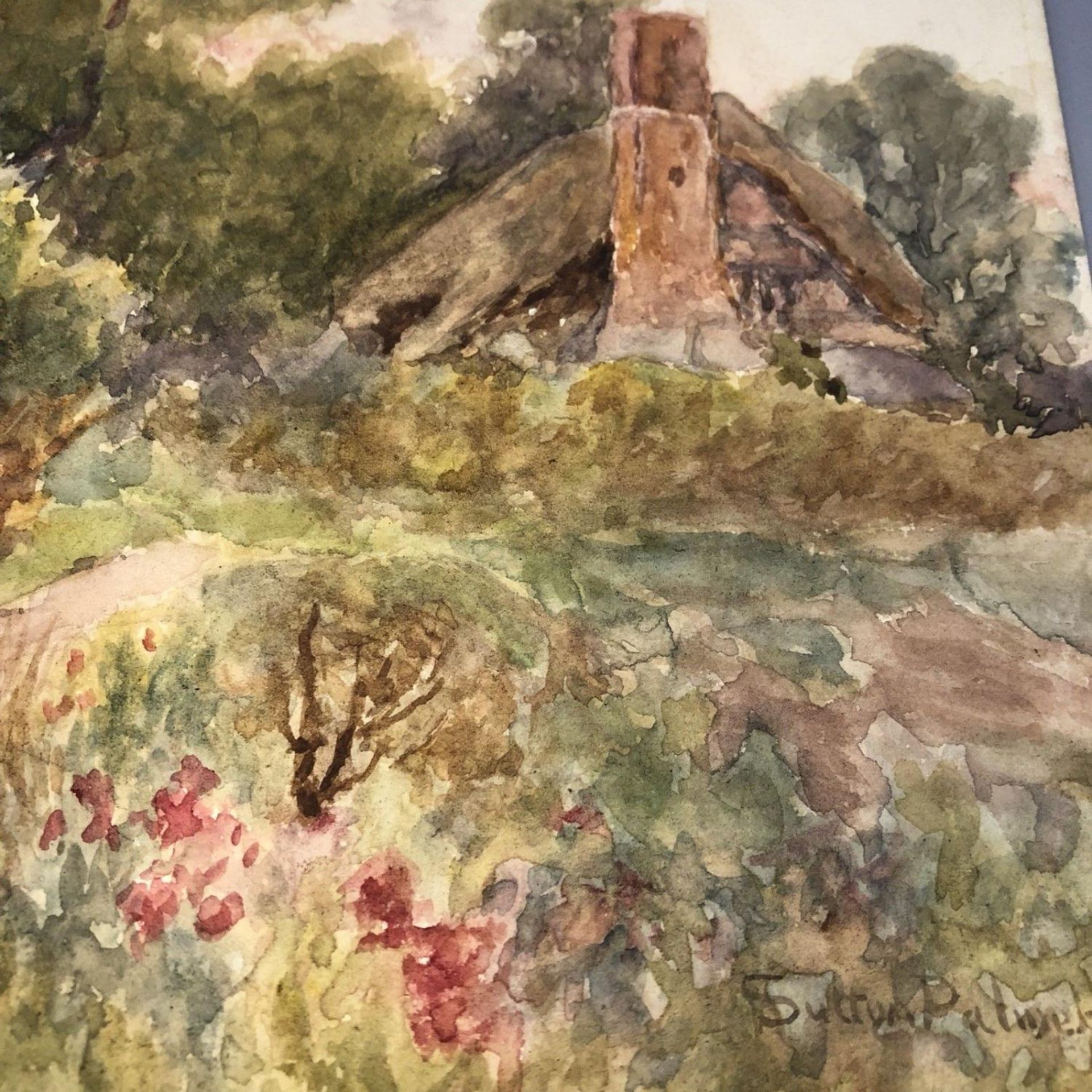 Original Antique Signed SUTTON PALMER Watercolour Country Cottage - Image 3 of 4