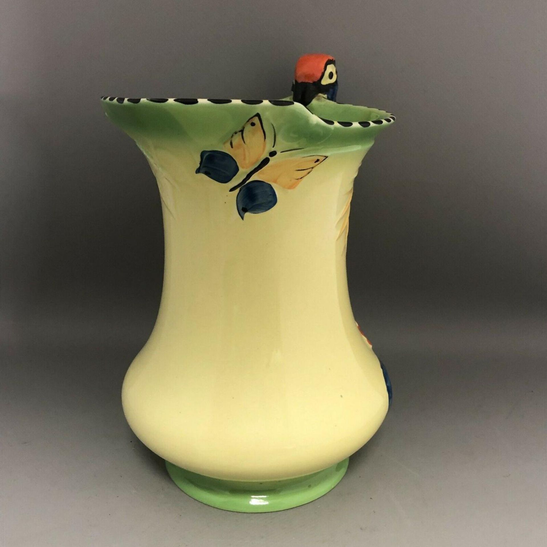 Art Deco Burleigh ware yellow jug Bright Colourful Exotic Tropical parrot handle - Image 2 of 9