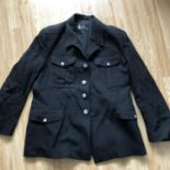 A Vintage Black Police Uniform Jacket with Dyfed Powys Buttons - All Wool label