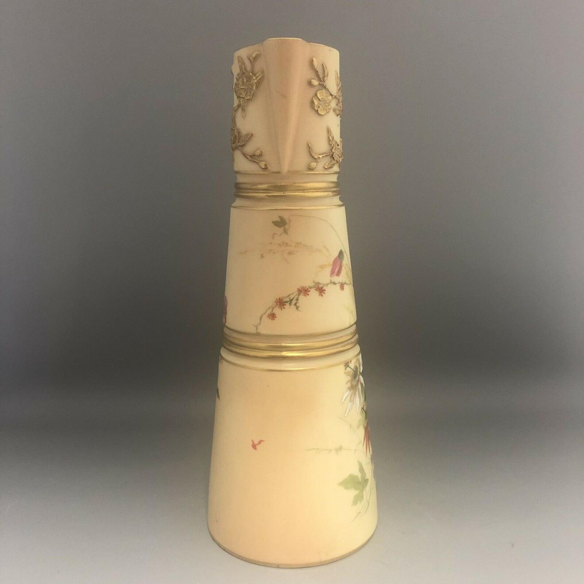 c1901, A Royal Worcester Tall Porcelain Ewer Hand Painted with Snail and Flowers - Image 5 of 8