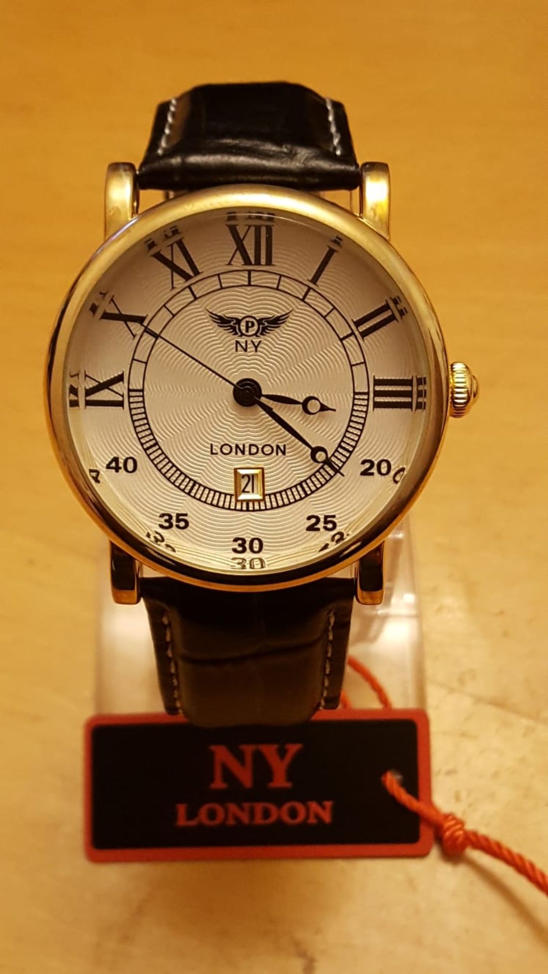 Brand New Ny London Gents Leather Strap Watch, 642, Date Display, Complete With Gift Box