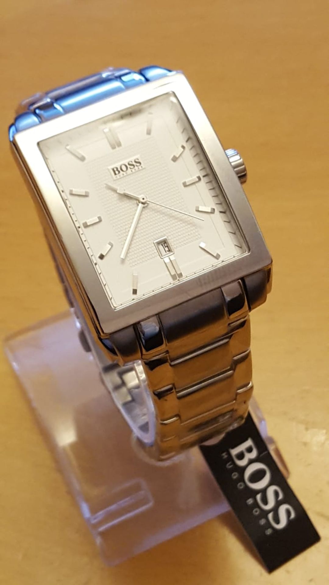 Brand New Hugo Boss Mens Classic åwatch, Hb1512772, Rectangular Stainless Steel Bracelet Watch,