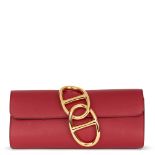 Hermès Rouge Grenat Evergrain Leather Egee Clutch