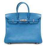 Hermès Blue Zanzibar Swift Leather Birkin 25cm