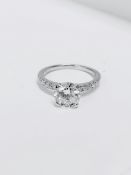 1.64ct round brilliant cut diamond H colour i1 clarity natural,18ct white gold diamond set mount 3.