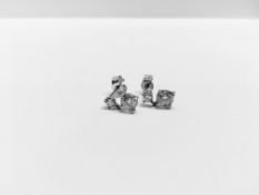 1.00ct drop earrings ,two 0.40ct i1 i colour ,2x0.10ct i1 i colour .18ct white 2.1gms,