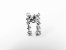 0.70ct 5 stone drop Earrings.18ct white gold 3.5gms,5 graduated diamonds i1 i colour Italian