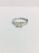 1ct Natural Yeelow princess cut diamond,si1 clarity,platinum setting 3gms 950,uk manufacture and