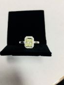 Platinum Radiant cut Halo Diamond Ring,1ct Radiant fancy yellow colour si3 clarity natural diamond,