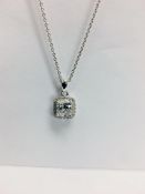 1ct Cushion cut diamond Halo Pendant and chain,1ct cushion cut diamond i colour si2 clarity,18ct