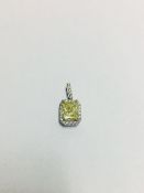 1.03ct Natural yellow diamond,si2 clarity,18ct white gold setting ,0.12ct diamond h colour vs