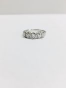 18CT White gold Diamond 5 stone Halo style ring, H colour SI clarity 52 Diamonds 0.51CT 2.70 gms