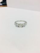 Platinum diamond three stone Ring,1ct total,0.,50ct centre i colour si1 claritytwo 0.25ct diamonds