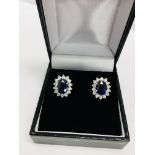 Sapphire diamond Earrings ,1.50ct Sapphire natural (6mmx4mm each),0.36ct diamonds ,9ct white gold