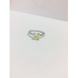 1ct fancy yellow diamond radiant cut,si3 clarity,platinum setting 3gns,uk london hallmark 2018,