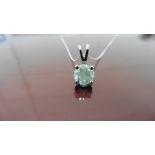 1ct diamond solitaire pendant set in platinum.Enhanced stone, I-J colour and P1 clarity. 4 claw